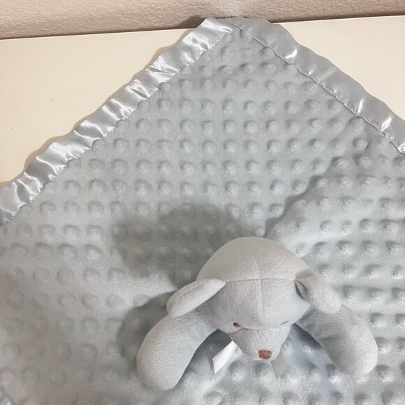 Pro Goleem Blue Teddy Bear Minky Dot Security Blanket Lovey Lovie Satin Trim - Picture 7 of 12